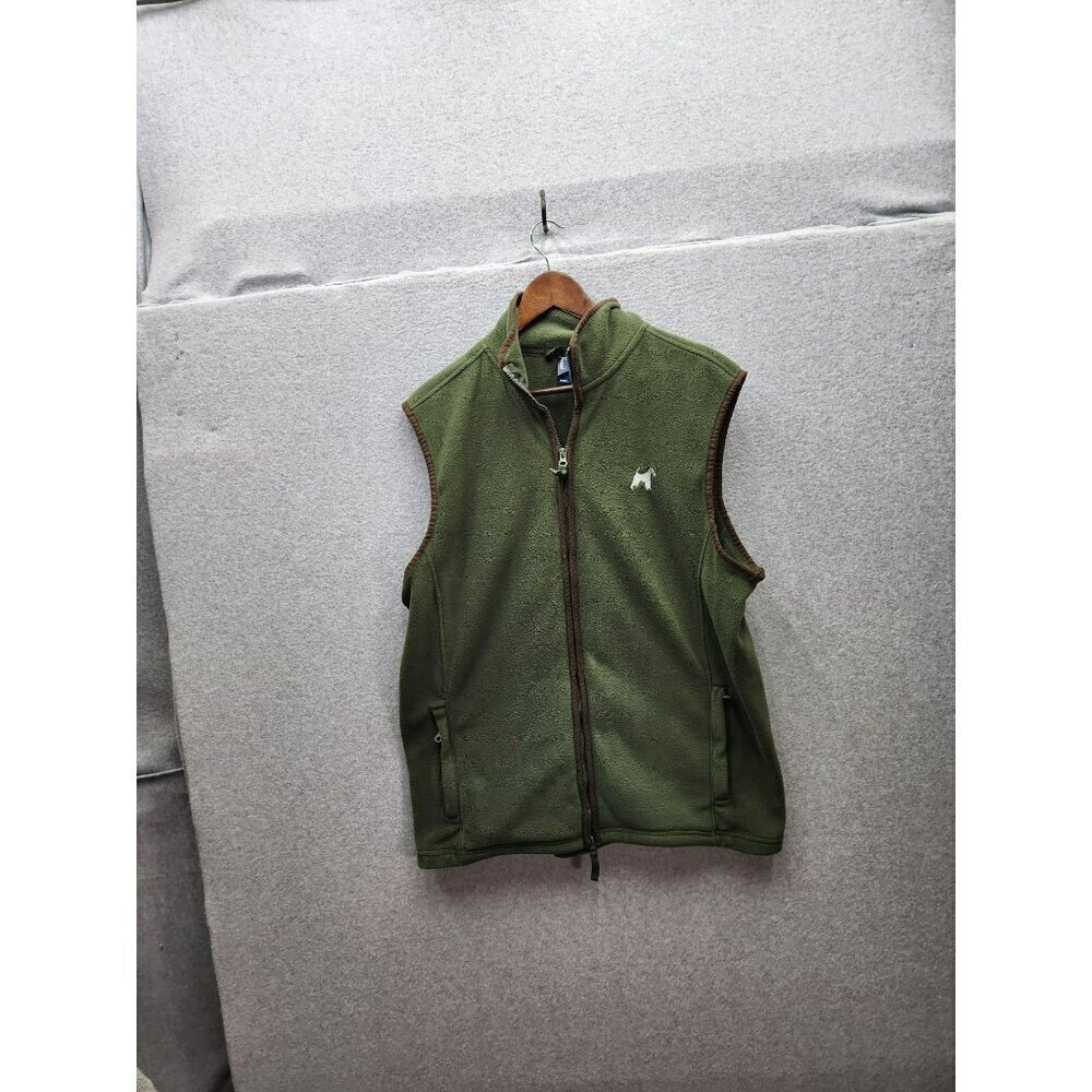 Premier Green Fleece Vest With Scottish Terrier Embroidery & Zipper Closure - Si